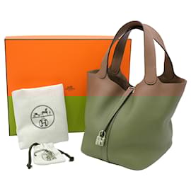 Hermès-Sac à main Hermes Picotin Lock MM en Clémence-Gris