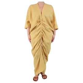 Autre Marque-Yellow ruched linen dress - size M-Yellow