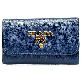 Portachiavi in pelle Saffiano Prada 1PG222 Blu