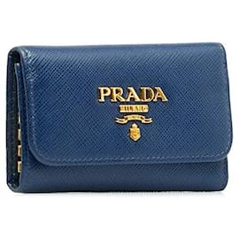 Prada-Prada Saffiano Leather Key Case 1PG222-Blue