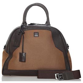 Alfred Dunhill Bolsa de viagem Boston em couro e lona Dunhill Marrom