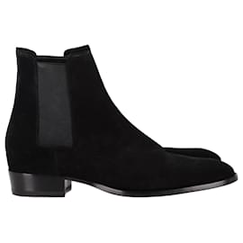 Saint Laurent-Saint Laurent Wyatt Chelsea Boots in Black Suede-Black