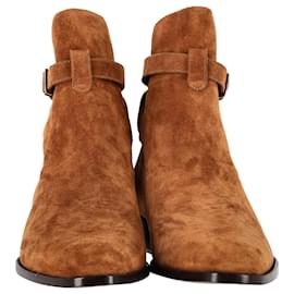 Saint Laurent- Saint Laurent Wyatt 30 Jodhpur Boots in Brown Suede-Brown,Red