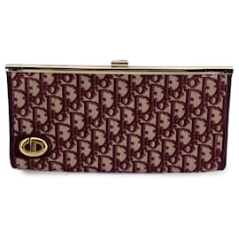 Dior-Christian Vintage Burgundy Logo issimo Canvas Clutch Purse-Dark red
