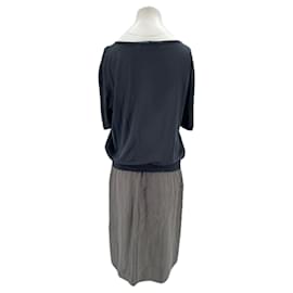 Lanvin-Robe en soie bicolore-Black