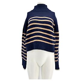 Autre Marque-Pull col roulé en mélange de laine et de cachemire-Navy blue