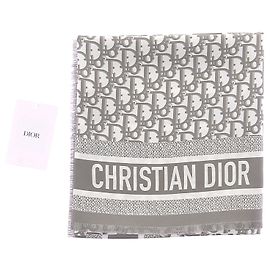 Christian Dior Lenço de seda Cinza