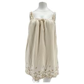 Vestido corto sin tirantes con bordado Reformation Camel Camello
