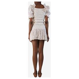 Autre Marque-Pink and white floral shirred mini dress - size XS-White