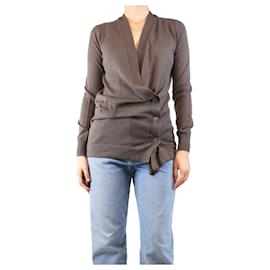 Hermès-Brown knit cardigan - size UK 10-Brown