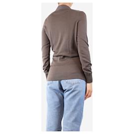 Hermès-Brown knit cardigan - size UK 10-Brown