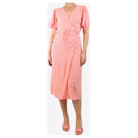 Faithfull the Brand-Pink floral button-down wrap dress - size UK 12-Pink