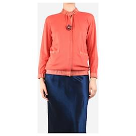 Lanvin-Red jewel-button cardigan - size UK 8-Red