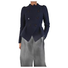 Carven Navy double-breasted coat - size UK 8 Blue