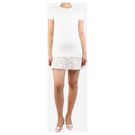 Valentino-Cream knit dress with lace trim - size S-Cream