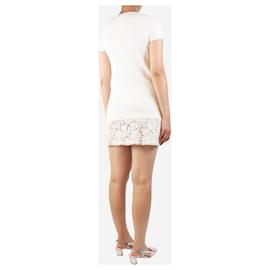Valentino-Cream knit dress with lace trim - size S-Cream