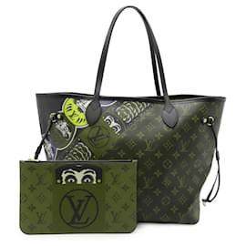 Louis Vuitton-Louis Vuitton Monogram Neverfull MM Tote Bag-Brown,Red