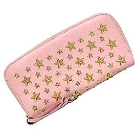 Cartera larga de cuero rosa Jimmy Choo Rosa