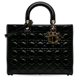 Dior-Dior Black Large Patent Cannage Lady Dior-Black