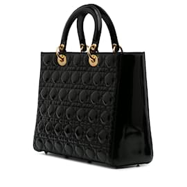 Dior-Dior Black Large Patent Cannage Lady Dior-Black