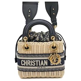 Dior-Dior Brown Mini Oblique Wicker Lady Dior-Brown,Blue,Beige,Navy blue
