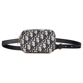 Dior-Dior Blue Oblique Canvas Belt Pouch-Blue