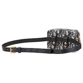 Dior-Dior Blue Oblique Canvas Belt Pouch-Blue