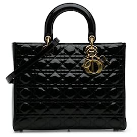 Dior-Dior Black Large Patent Cannage Lady Dior-Black