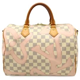 Louis Vuitton-Louis Vuitton Damier Azur Tahiti Speedy Bandouliere 30 Handbag-Pink,Cream