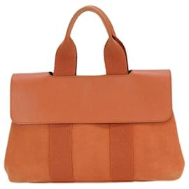 Hermès-Hermes Valparaiso PM Toile Chevron Leather Shoulder Bag-Orange