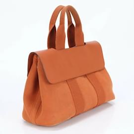 Hermès-Hermes Valparaiso PM Toile Chevron Leather Shoulder Bag-Orange