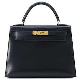 Hermès-Sac à main Hermes Kelly 28 en bleu indigo-Bleu