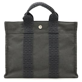 Hermès-Sac Tote PM Hermes Air Line-Marron,Noir