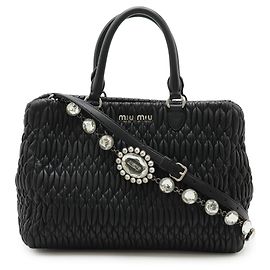 Sac à main Miu Miu Matelassé Nappa Cristal Noir