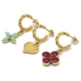 Orecchini Sweet Monogram di Louis Vuitton D'oro Bordò Turchese