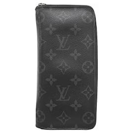 Louis Vuitton-Portefeuille long vertical Zippy Monogram Eclipse de Louis Vuitton-Marron,Noir