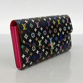 Louis Vuitton-Louis Vuitton Long Wallet Monogram Multicolor Portefeuille Sarah M60668 Noir-Black