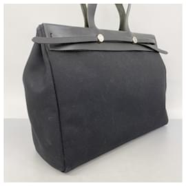 Hermès-Sac à épaule Hermes Airbats Cabas Toile Officier-Noir