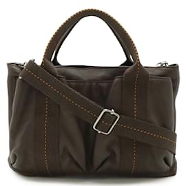 Hermès-Sac à main Hermès Caravan Horizontal PM-Orange,Marron foncé