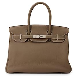 Hermès-Sac à main Hermes Birkin 30 en cuir Togo Etoupe-Taupe