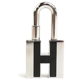 Hermès-Cadenas en métal émaillé Hermès H-Noir,Argenté