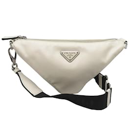 Prada-Prada Triangle Men's Shoulder Bag-White