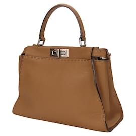 Fendi-Fendi Peekaboo 8BN290 Leather Shoulder Bag-Brown