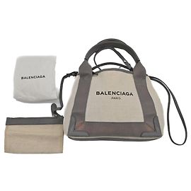 Borsa Tote Cabas XS Balenciaga Navy Marrone Beige