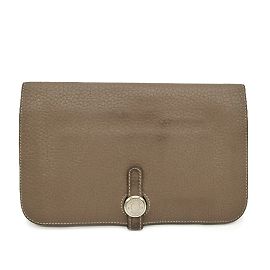 Hermès Hermes Dogon Duo GM Long Wallet Grey Taupe