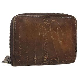 Monedero de cuero Berluti Calligraphy marrón Auth bs25671 Castaño