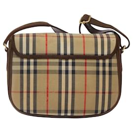 Autre Marque-Burberrys Nova Check Shoulder Bag Canvas Beige Auth bs25431-Beige