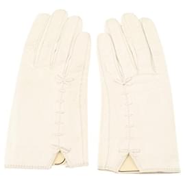 Hermès-Leather gloves-White