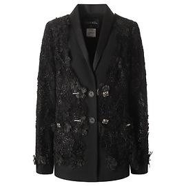 Chanel 11K$ New Lace & Embroidery Runway Jacket Black