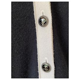 Chanel-Chanel Cashmere Black and Ecru Classic Cardigan FR 42-Black,Beige